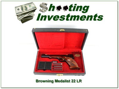 Browning Medalist 22 LR 6.75” Pistol Belgium w Case and Accessories