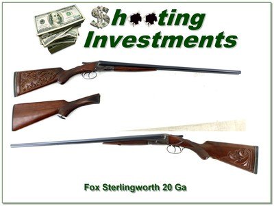 A.H. Fox Sterlingworth 20 Ga SXS Shotgun 26” Mod/Full w Extra Stock