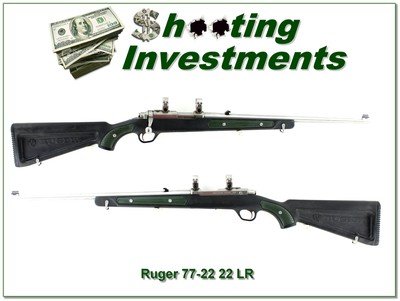 Ruger 77-22 all-weather skeleton 22LR collector with green inserts