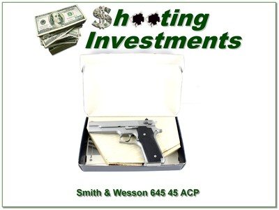 Smith & Wesson Model 645 45 Auto 1985 First Year Stainless like new in box