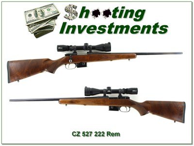 CZ 527 in hard to find 222 Rem Set Triger 4.5 14 compact Burris