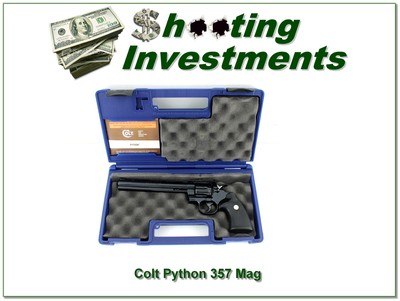 1995 made Colt Python 357 Mag 8in Blued MINT in case