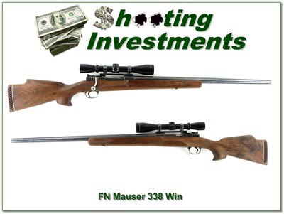 FN Mauser custom 338 Win Mag 26in Bull Barrel Leupold scope