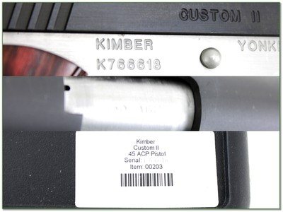 Kimber Custom II 1911 45 ACP Pistol 5” w Case and Extra Magazine Two Tone - Image 4 of 4