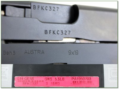 Glock 19 G19 Gen 5 9mm 4” Pistol LNIB w 3 Magazines - Image 4 of 4