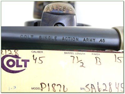 Colt SAA 45 LC 3rd Gen Blued Case Color 7.5” Revolver 1982 NIB - Image 4 of 4