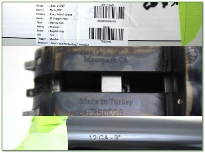 Dickinson Arms Estate 12 Ga SxS 28in NIB! - Image 4 of 4