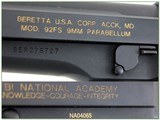 Beretta Model 92FS FBI National Academy Commemorative 5” Near New Pistol w Case - 4 of 4