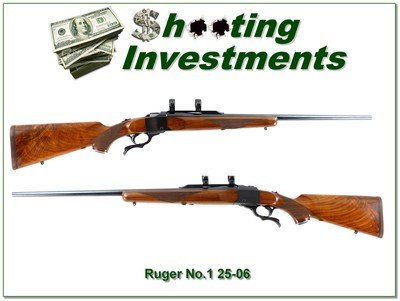 Ruger No. 1 25-06 Pre Warning Red Pad 26” Rifle w Rings 1977 Excellent Wood Figure - Image 1 of 4