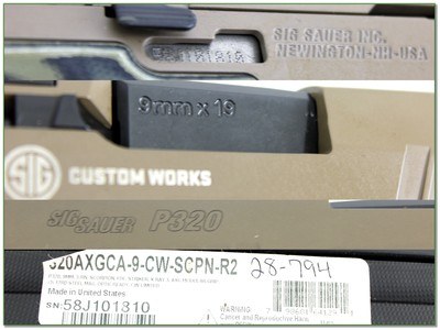 Sig Sauer Custom Works P320 3.9” 9mm FDE Scorpion LNIC - Image 4 of 4