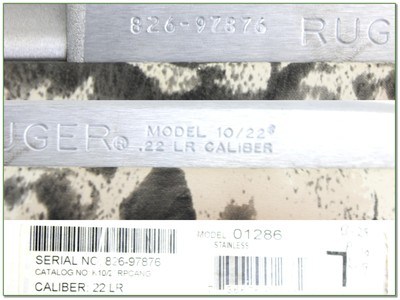 Ruger Model 10/22 Stainless 22 LR Rifle 18.5” w Camo Stock LNIB - Image 4 of 4