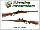 Ruger No. 1 Tropical 416 Rem Mag Red Pad 24” Rifle w Rings 1993 Near New - 1 of 4