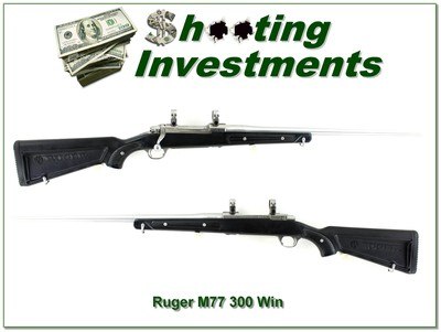 Ruger M77 Mark II 300 Win Stainless Skeleton 24” Rifle w Rings 1996 - Image 1 of 4