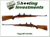 Ruger M77 Early Flat Bolt 243 Win 22” Rifle w Rings Second Year 1969 Rare - 1 of 4