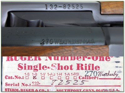 Ruger No. 1 270 Wby Red Pad 26” Rifle w Box Excellent Wood 1987 - Image 4 of 4