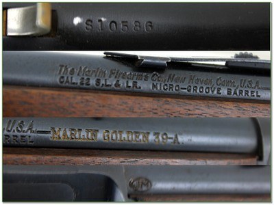Marlin Golden 39A 22 LR JM Pre Safety Lever Rifle 24” 1959 - Image 4 of 4