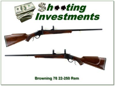 Browning Model 78 B78 22-250 Rem 26” Octagonal Rifle Excellent w Rings