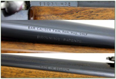 Browning BAR Grade II 7mm Rem Mag Belgium 24” Rifle 1972 - Image 4 of 4