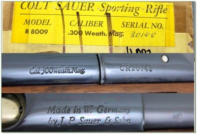 Colt Sauer Sporting Rifle 300 Weatherby Mag 24” Rifle NIB Excellent - Image 4 of 4