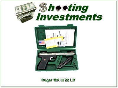 Ruger MK III Hunter Stainless Fluted 22 LR 6.88” Threaded w Box and Extra Mag - Image 1 of 4
