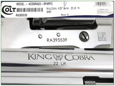 Colt King Cobra 22 LR Stainless 10 shooter like new - Image 4 of 4