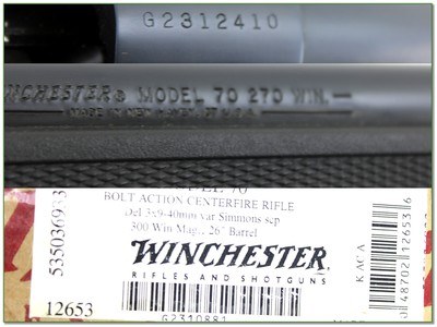 Winchester Model 70 270 Win Black Synthetic 24” Rifle New Haven Made w Box - Image 4 of 4