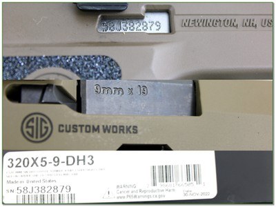 Sig Sauer P320 DH3 Custom Works 9mm Coyote Tan w Case, Light, and 4 Mags - Image 4 of 4