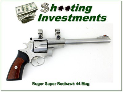 Ruger Super Redhawk 44 Mag Stainless 9.5” w Rings Revolver 1990 - Image 1 of 4