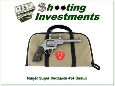 Ruger Super Redhawk 454 Casull Target Grey 7.5” Revolver w Case and Rings - Image 1 of 4