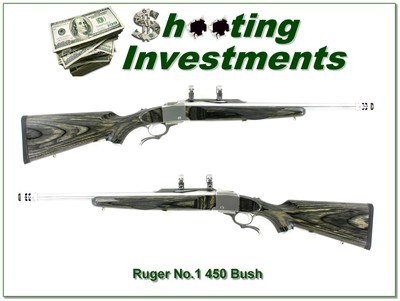 Ruger No. 1 450 Bushmaster Stainless Laminate 20” w Factory Brake and Rings Rare - Image 1 of 4