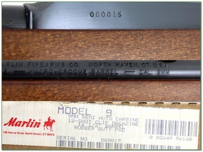 Marlin Model 9 9mm 16.5” Carbine JM Unfired NIB Serial Number 15 Collector!! - Image 4 of 4