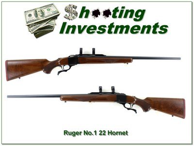 Ruger No. 1 22 Hornet Red Pad 26” Rifle w Rings 1990 Excellent Wood - Image 1 of 4