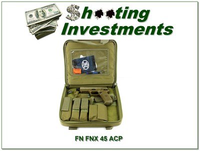 FN FNX-45 Tactical 45 ACP FDE 6” Threaded Pistol LNIC with Extras - Image 1 of 4