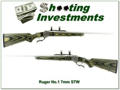 Ruger No. 1 7mm STW Stainless Laminate 26” Rifle 2001 w Rings Excellent - Image 1 of 4