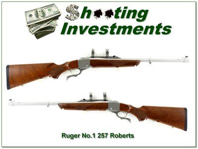 Ruger No. 1 A Light Sporter 257 Roberts Stainless 22” Rifle w Rings 2005 Excellent - Image 1 of 4