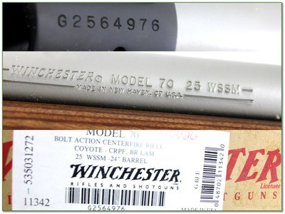 Winchester Model 70 Coyote 25 WSSM Laminate Stainless LNIB w Extras and Scope - Image 4 of 4