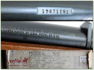 Marlin Model 55 Goose Gun 12 Ga Shotgun 3” 36” F NIB Unfired Rare - Image 4 of 4