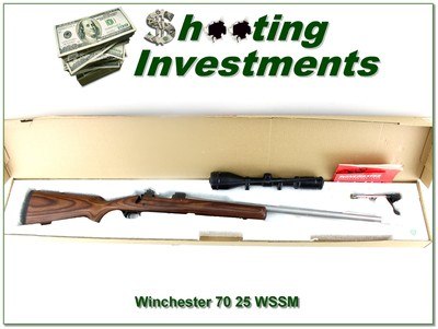 Winchester Model 70 Coyote 25 WSSM Laminate Stainless LNIB w Extras and Scope - Image 1 of 4