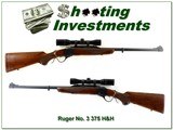 Ruger No. 3 375 H&H 24” Rifle w Rings and Weatherby Scope 1979 Excellent - Image 1 of 4