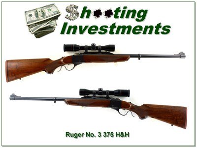 Ruger No. 3 375 H&H 24” Rifle w Rings and Weatherby Scope 1979 Excellent - Image 1 of 4