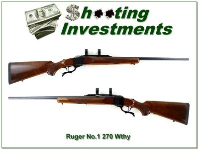 Ruger No. 1 B 270 Weatherby Mag 26” Rifle w Rings 1994 Excellent - Image 1 of 4