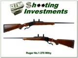 Ruger No. 1 B 270 Weatherby Mag 26” Rifle w Rings 1994 Excellent - Image 1 of 4
