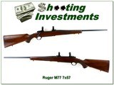 Ruger M77 7x57 Red Pad 22” Rifle w Rings 1980 Excellent Wood Figure Rare - Image 1 of 4