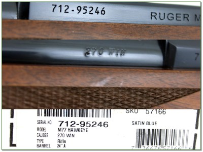Ruger M77 Hawkeye African 270 Win 24” Rifle NIB w Rings - Image 4 of 4