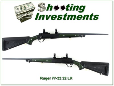 Ruger Model 77/22 22 LR Green Zytel Skeleton 20” Rifle w Rings 1991 Excellent - Image 1 of 4