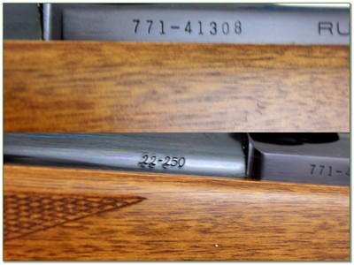 Ruger M77 22-250 Rem Red Pad 24” HB w Rings 1988 near new - Image 4 of 4
