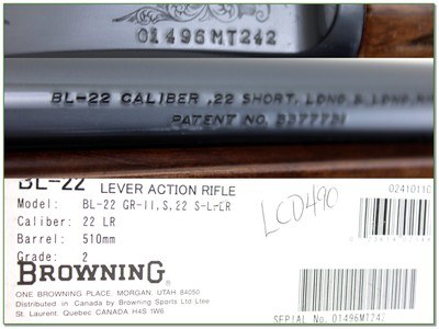 Browning BL-22 Grade II 22 LR 20” Rifle LNIB Excellent - Image 4 of 4