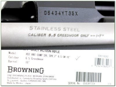 Browning X Bolt XB2 Hunter Composite 6.5 Creedmoor 18” Threaded LNIB - Image 4 of 4