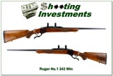 Ruger No. 1 B 243 Win 26” Rifle w Rings 1996 Excellent Wood Figure - Image 1 of 4
