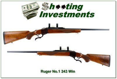 Ruger No. 1 B 243 Win 26” Rifle w Rings 1996 Excellent Wood Figure - Image 1 of 4